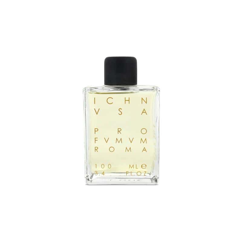 Ichnusa perfume bottle with black cap and clear glass, 100ml
