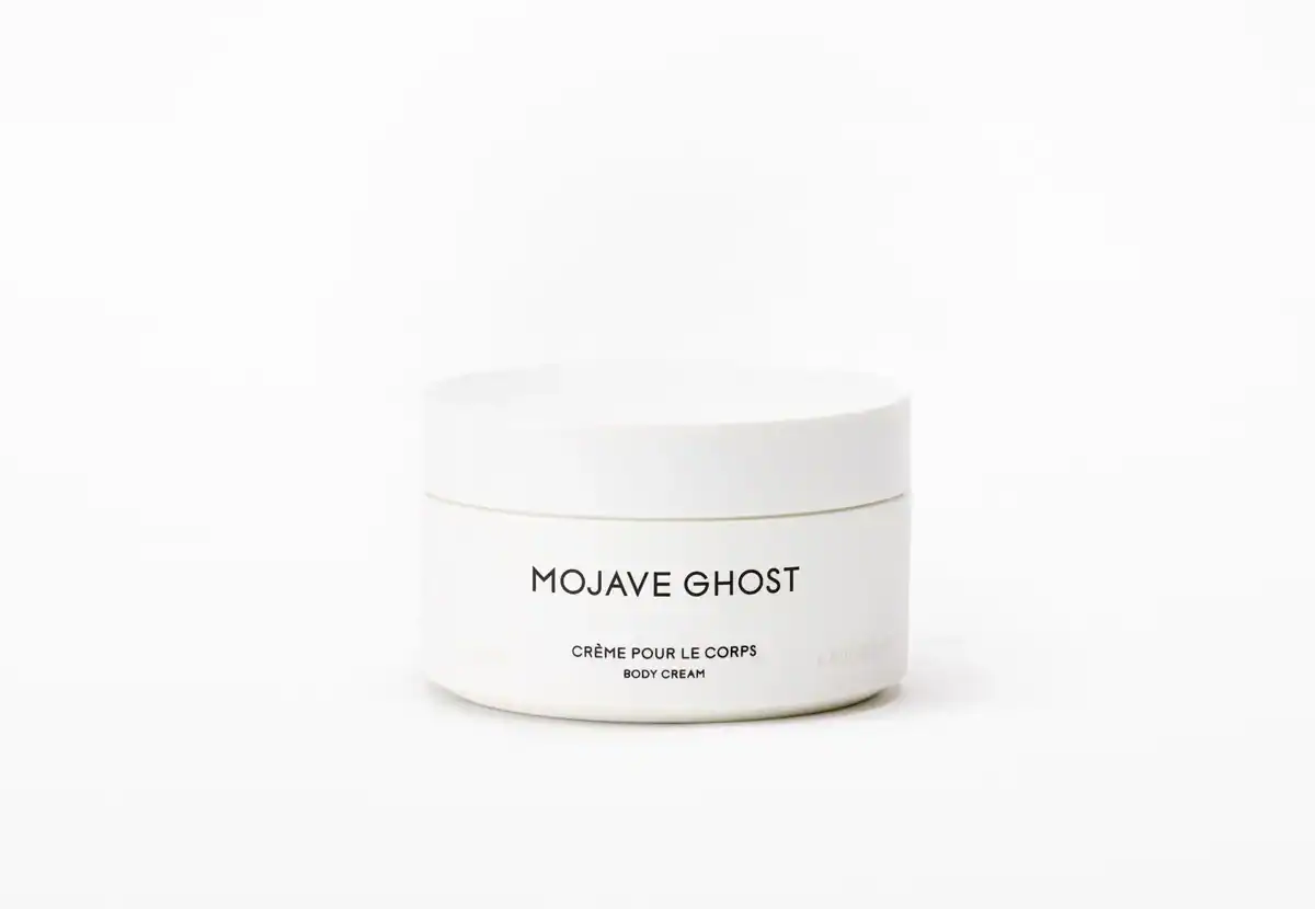 Mojave Ghost Body Cream, a white jar of luxurious body lotion