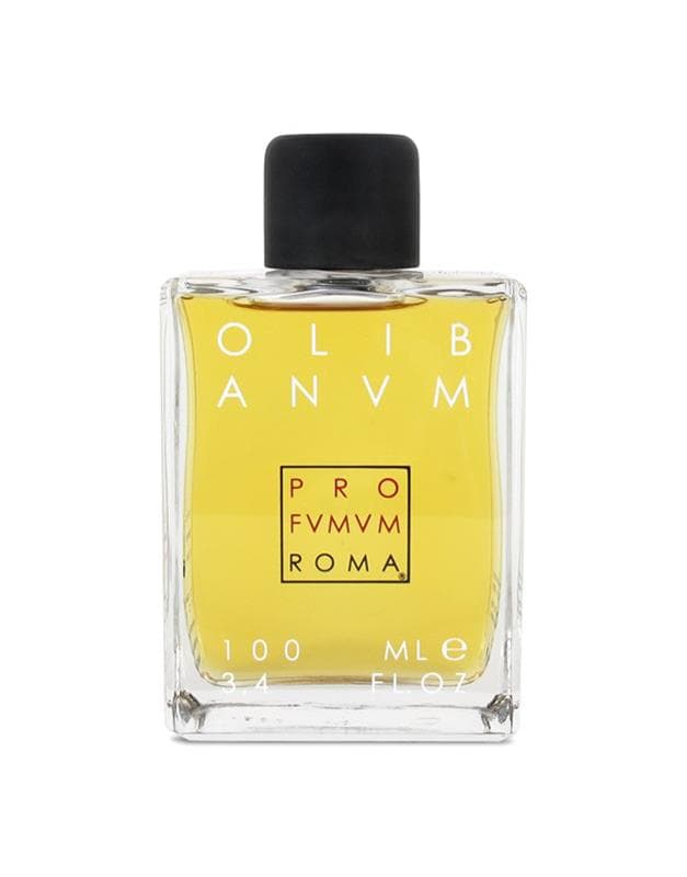 Olibanum Roma fragrance for men, 100ml Eau de Parfum in a clear glass bottle with a black cap.