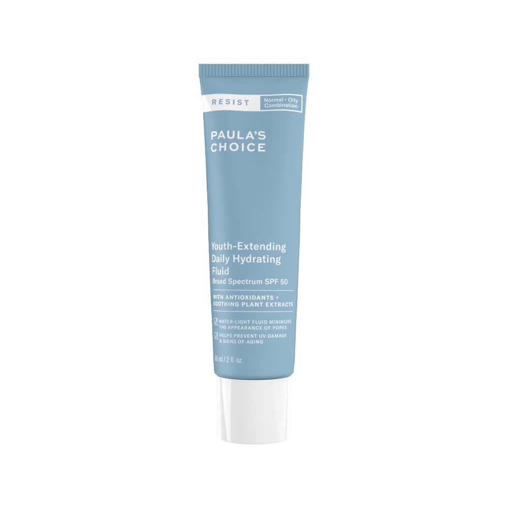 Paula's Choice Resist Youth-Extending Daily Hydrating Fluid SPF 50 sunscreen tube