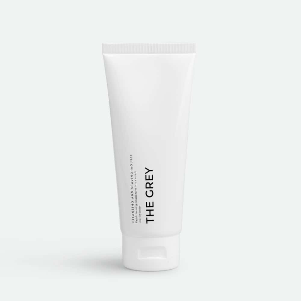White Cleansing and Shaving Mousse by The Grey for gentle skin cleansing and shaving