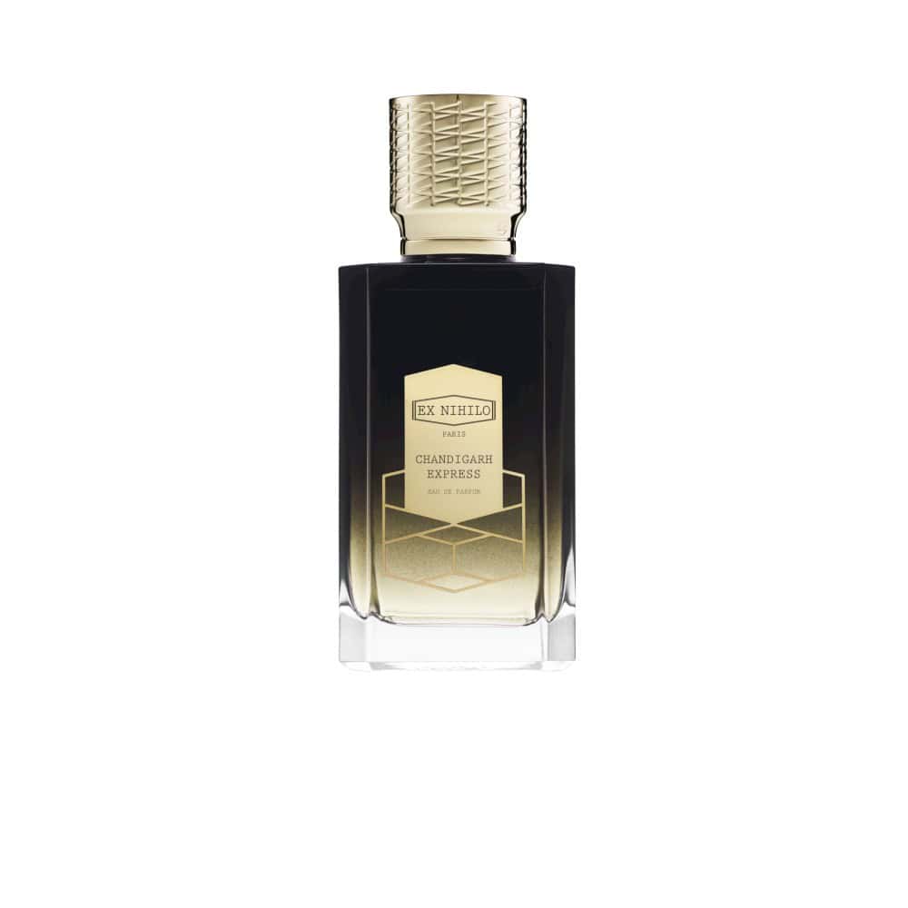 Ex Nihilo Paris Chandigarh Express Eau de Parfum bottle with gold accents