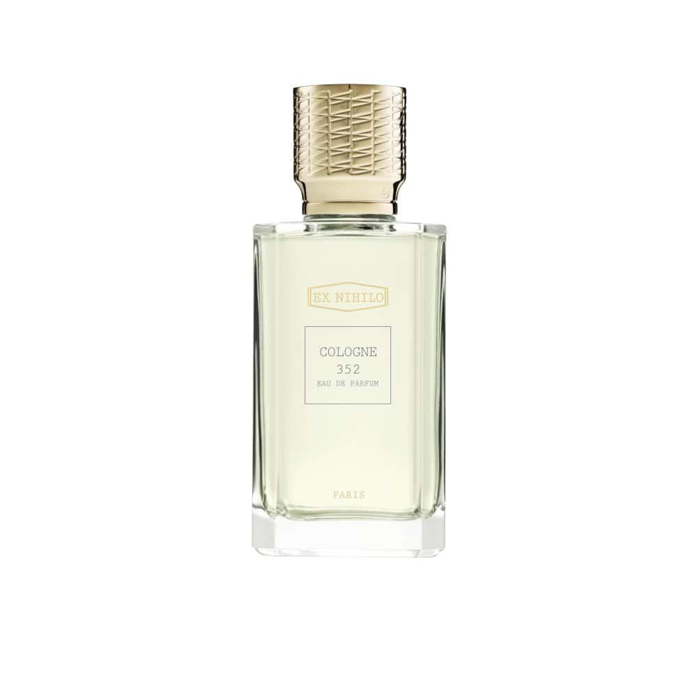 EX NIHILO Cologne 352 Eau de Parfum bottle with gold textured cap and clear liquid