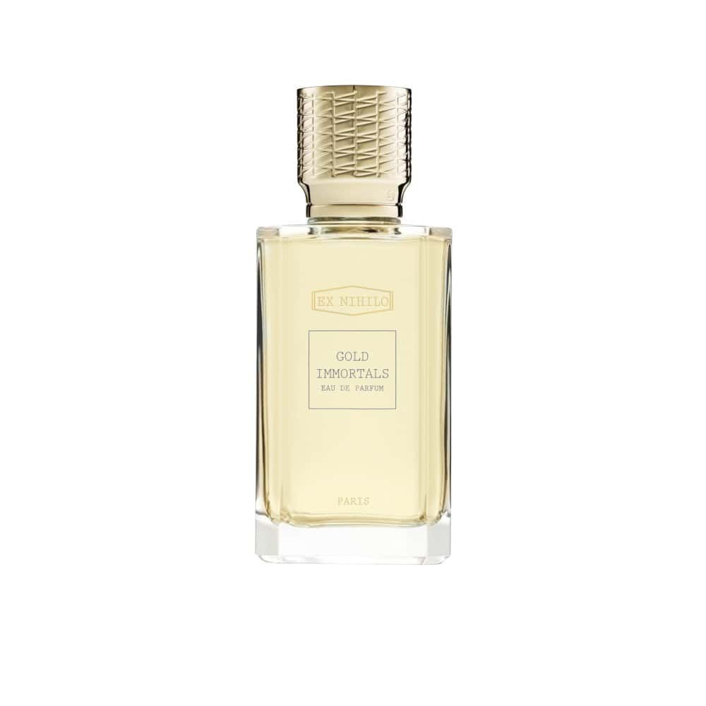 Ex Nihilo Gold Immortals Eau de Parfum bottle with gold textured cap