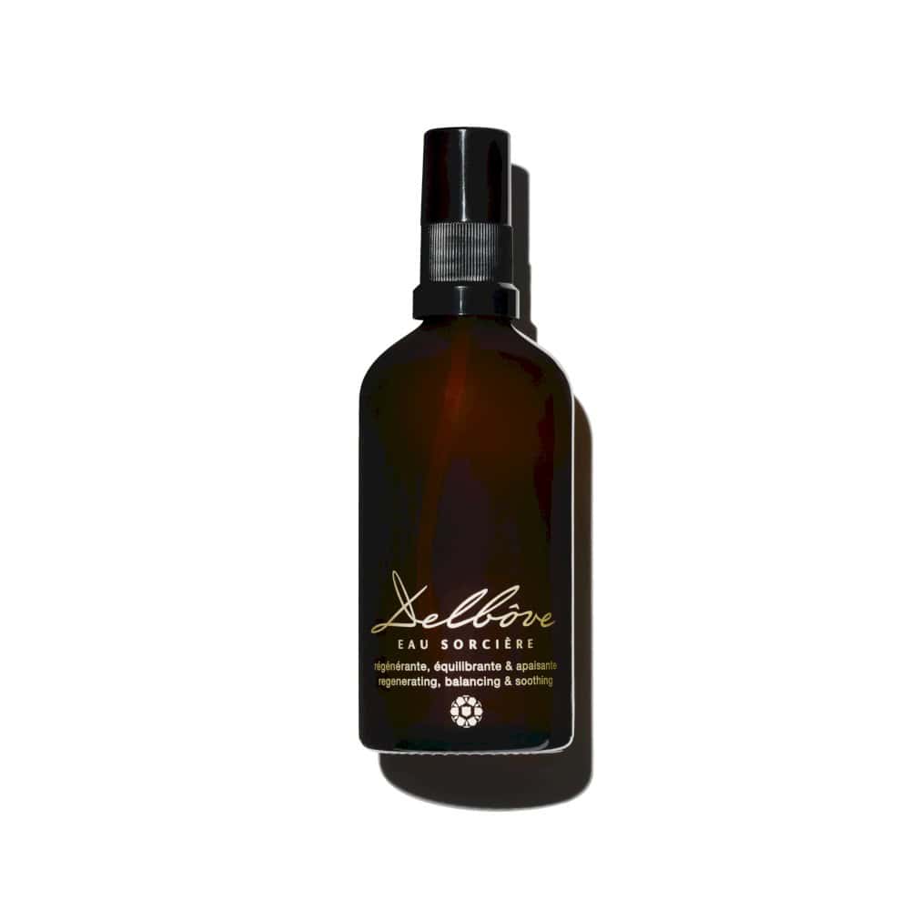 Eau Sorcière eau sorcière serum with black cap, bottle with regenerating, balancing, and soothing properties