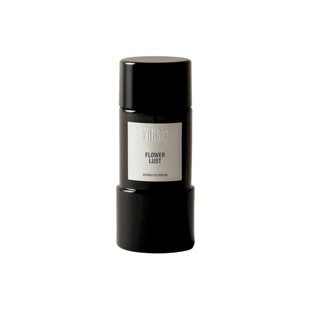D'Orsay Flower Lust Extrait de Parfum, a luxurious black fragrance bottle