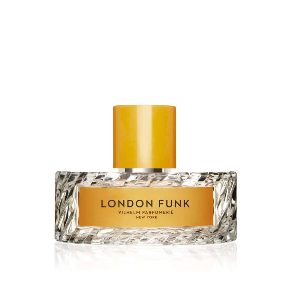 Vilhelm Parfumerie London Funk fragrance bottle with yellow cap and textured glass