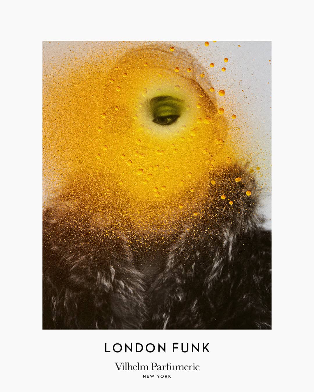 London Funk by Vilhelm Parfumerie: Abstract portrait with gold dust and fur detail