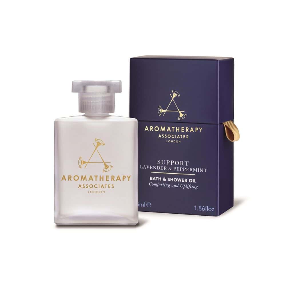 Support Lavender & Peppermint Bath & Shower Oil by Aromatherapy Associates, comforting and uplifting