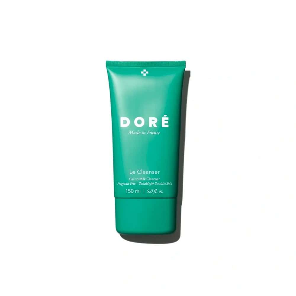 DORÉ Le Cleanser gel-to-milk cleanser in a teal tube, suitable for sensitive skin