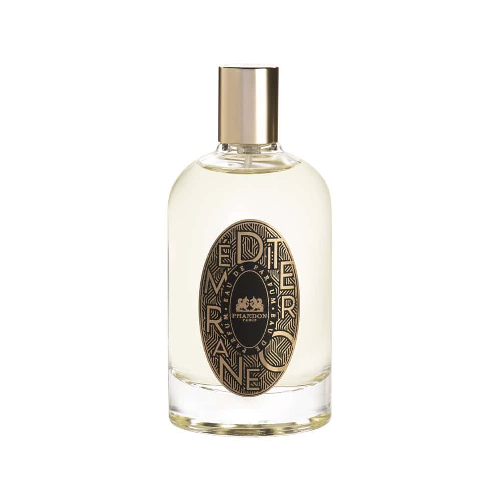 Phaedon Paris Mediterraneo Eau de Parfum, 100ml bottle with gold cap and oval label