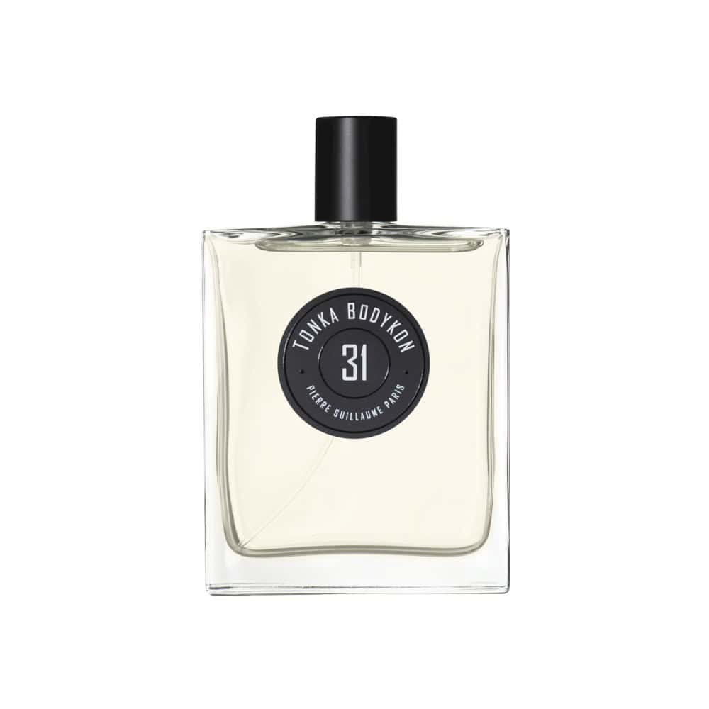 31 Tonka Bodykon perfume by Pierre Guillaume Paris in a clear glass bottle with a black cap and label