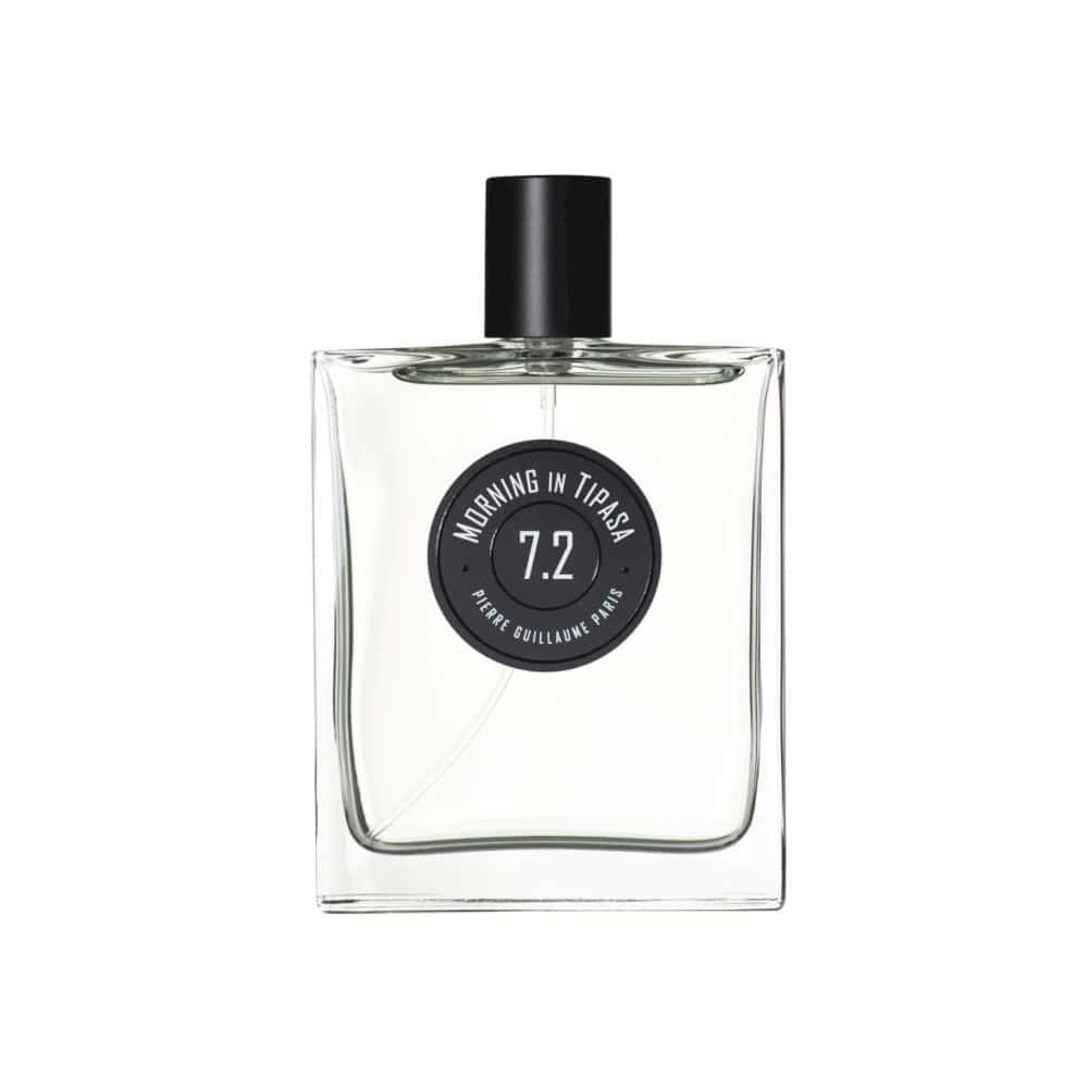 Pierre Guillaume Paris 7.2 Morning in Tipasa clear glass perfume bottle with black cap and label