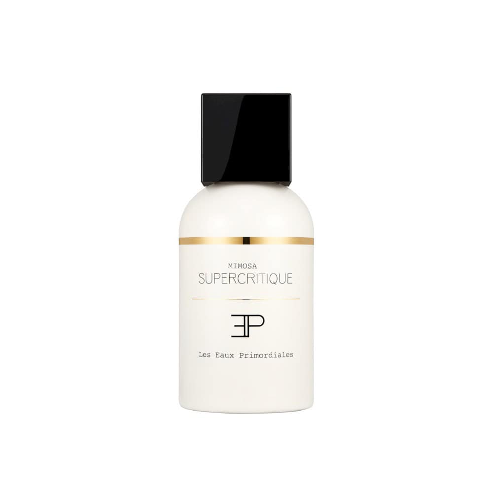 Mimosa Supercritique Les Eaux Primordiales perfume bottle with black cap