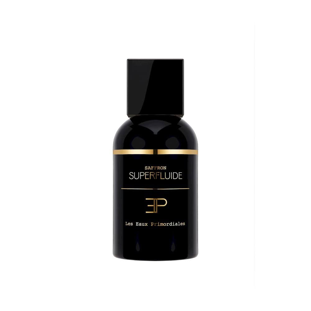 Saffron Superfluide by Les Eaux Primordiales: Black bottle with gold label