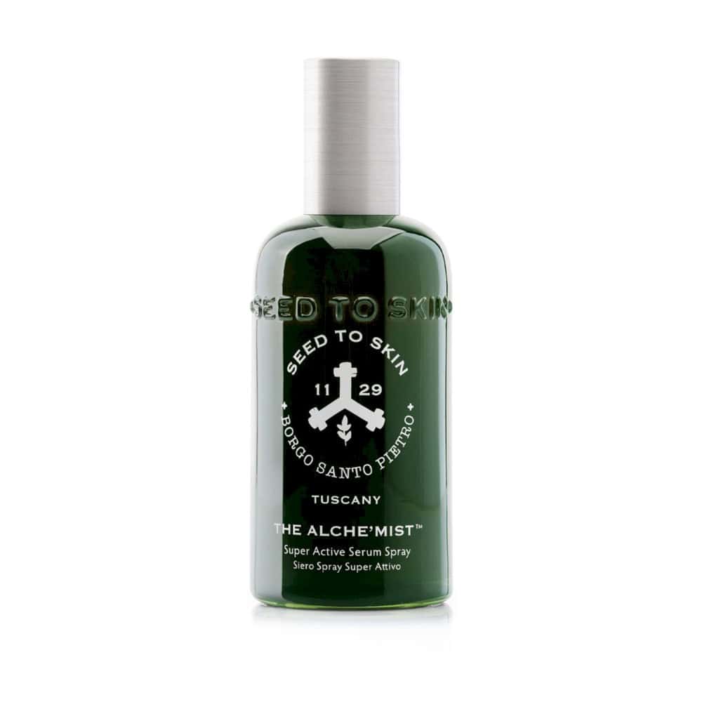 Seed to Skin The Alche'Mist Super Active Serum Spray in a dark green bottle