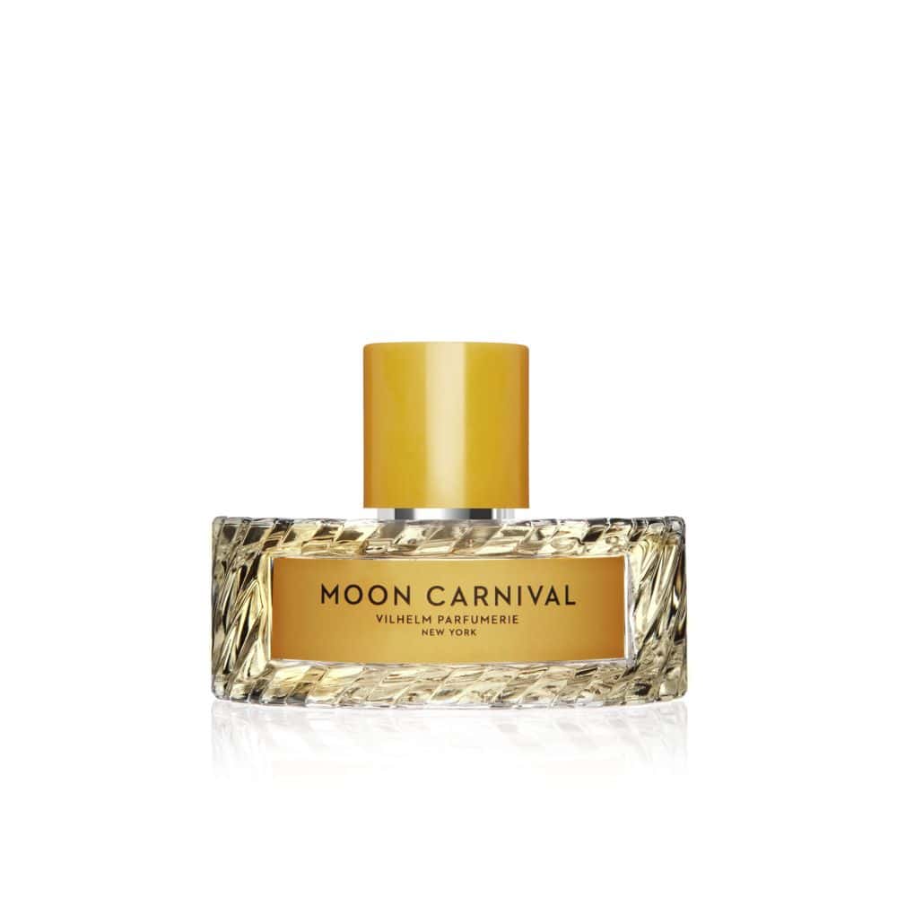 Vilhelm Parfumerie Moon Carnival perfume bottle with yellow cap and textured glass