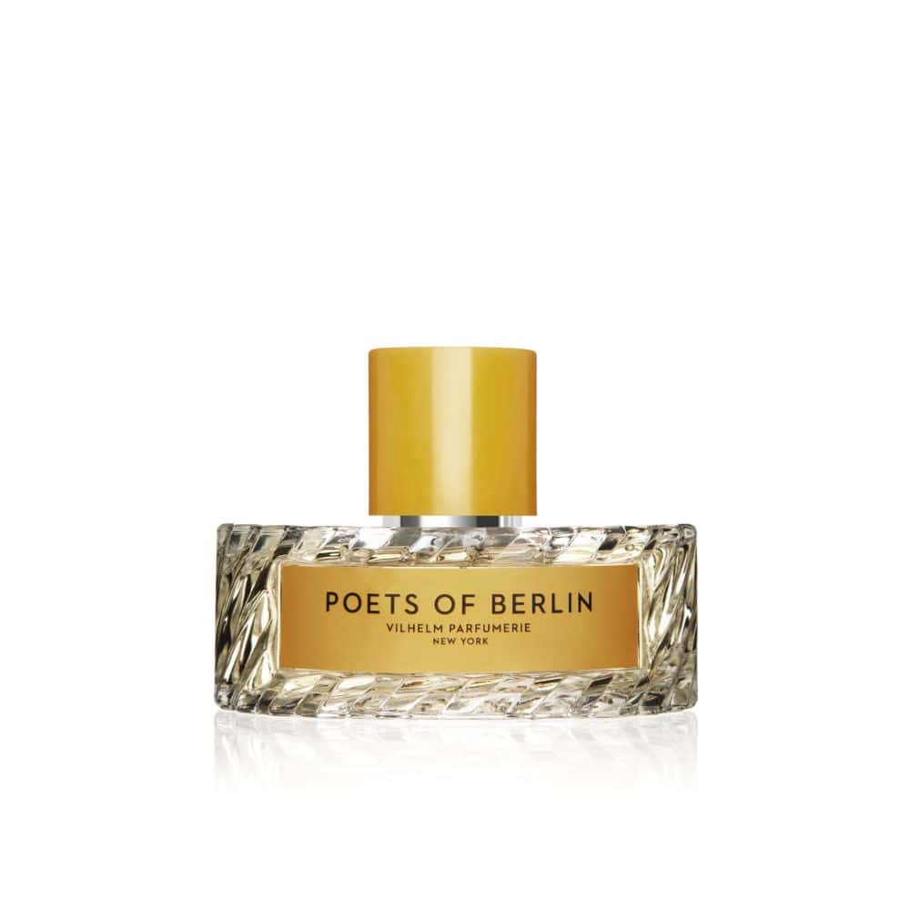 Vilhelm Parfumerie Poets of Berlin perfume bottle with gold cap and textured glass