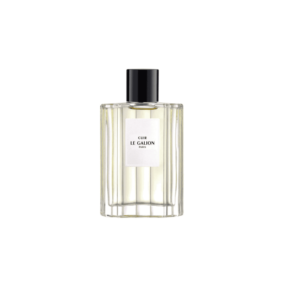 Cuir Le Galion Paris perfume bottle with fluted glass and black cap