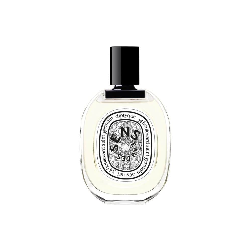 Diptyque Eau des Sens perfume bottle with black cap and oval label